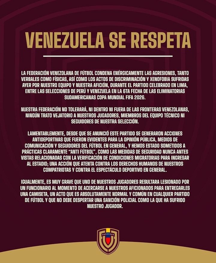 🇻🇪🔥🔥🔥🔥🧏🏻‍♂️No Se Los Voy A Explicar #Peru🇵🇪 Mejor Que Dejen , Venir A Los Muchachos , Liberen Y Den Autorización De Combustible Al Avión ✈️ #VenezuelaSeRespeta  #Vinotinto <a href="/SeleVinotinto/">La Vinotinto</a>