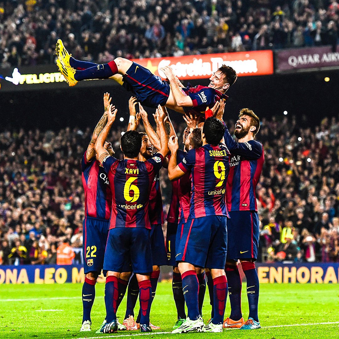 brfootball's tweet photo. Nine years ago today, Leo Messi scored his 252nd La Liga goal to become the league's all-time leading goalscorer. 

Naturally, he had a hat trick on the day and finished his time in Spain with 𝟒𝟕𝟒 goals 👑 https://t.co/JSJUo2bqRl