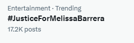 anything_scream's tweet photo. #JusticeForMelissaBarrera already at 17.2k https://t.co/Vwc4uNaltK