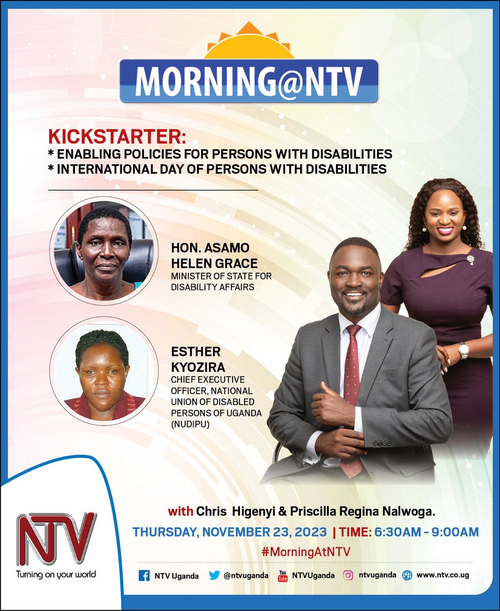 Kindly catch up with the CEO @EstherKyozira and Minister of Disability Affairs @Mglsd_UG as they articulate on issues concerning persons with disabilities ahead of the International Day of Persons with Disabilities. #IDPwds @albinismumbrell @NaffeTusobola @CUSP_Uganda @EOC_UG