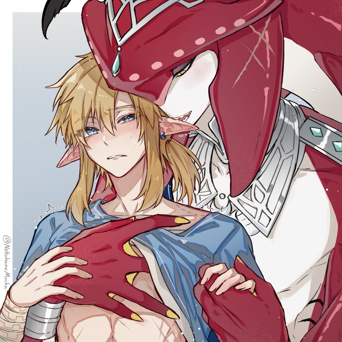 リンク(ゼルダの伝説) 「耳が弱い #sidlink(少し修正しました) 」|猫羽モカ️☕のイラスト
