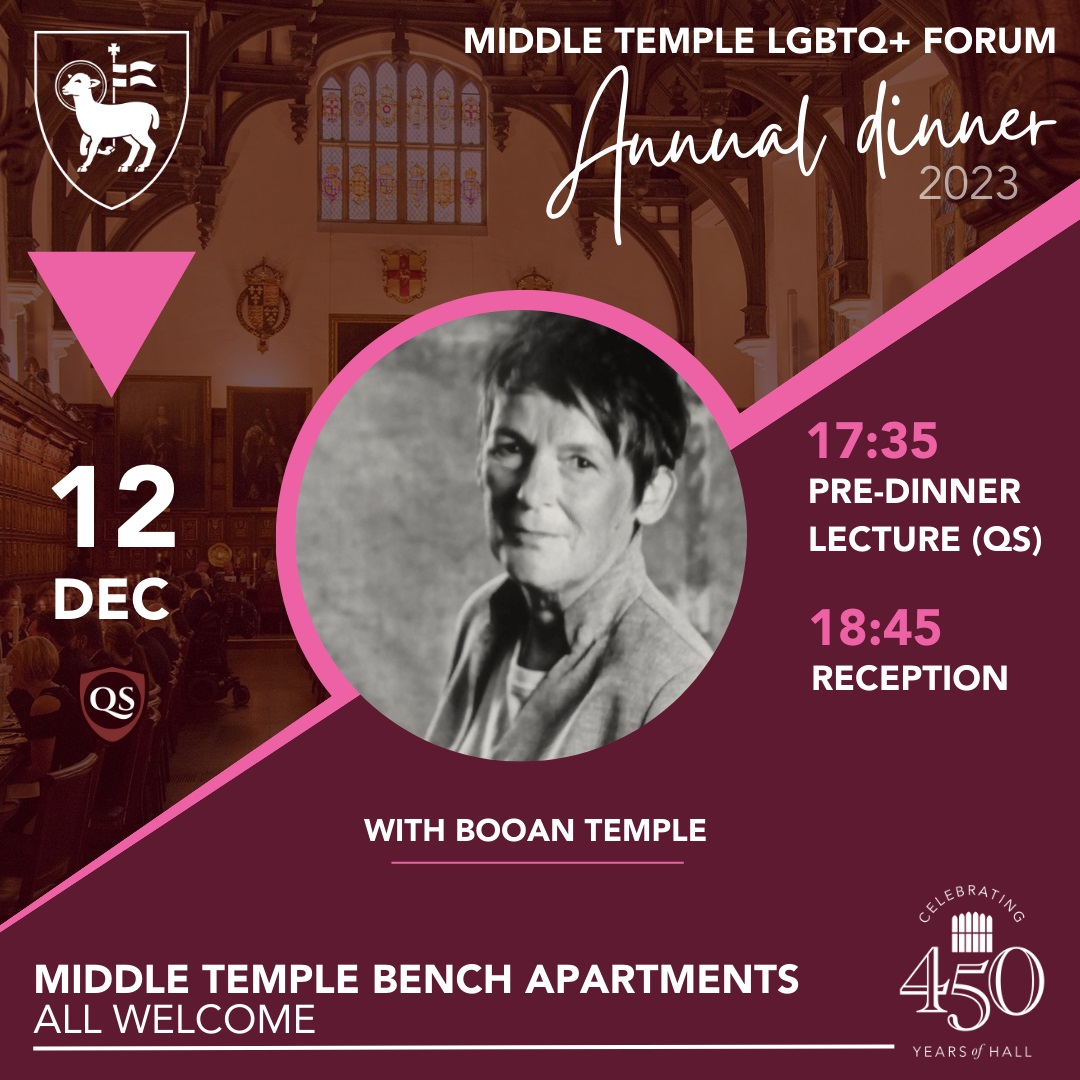 MTHallCommittee's tweet photo. Join the Middle Temple @LgtbqForum for their Annual Dinner on 12 December. Further details and booking here: https://t.co/NwTk761DZx
Student member tickets only £25! https://t.co/dEVxQ7TjFB