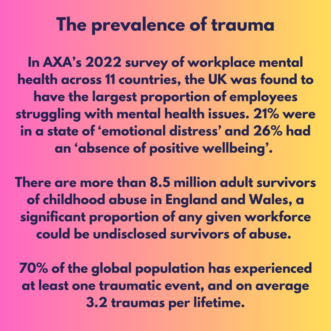 Two facts about trauma... 1. Trauma is common 2. We carry trauma with us; it cannot be left at home when we go to work A trauma-informed organisational approach is key to properly supporting and safeguarding your staff. Find out more here: tinyurl.com/4zhs5t5c