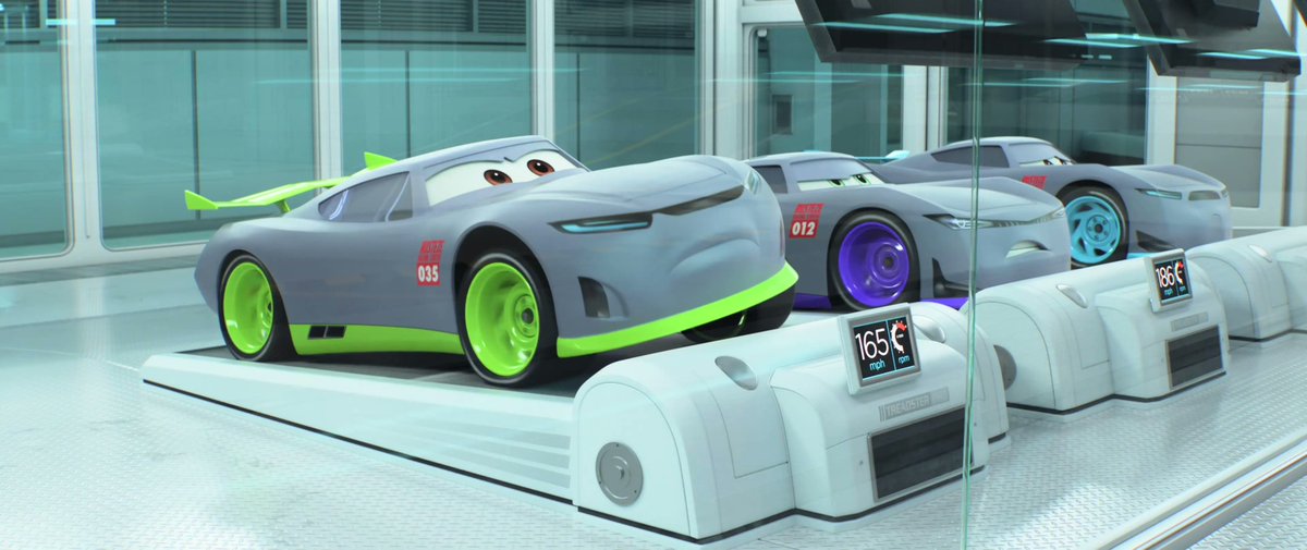 Kerchoo95's tweet photo. In #Cars3 (2017), #Sterling asks #CruzRamirez to prepare #Ronald (the fluffy cloud guy) for the following week's race, implying that out of all the trainees at the #RustezeRacingCenter, #Ronald (at least in #Sterling's eyes) showed the most promise as a pro racer. https://t.co/jKvJMGdU67