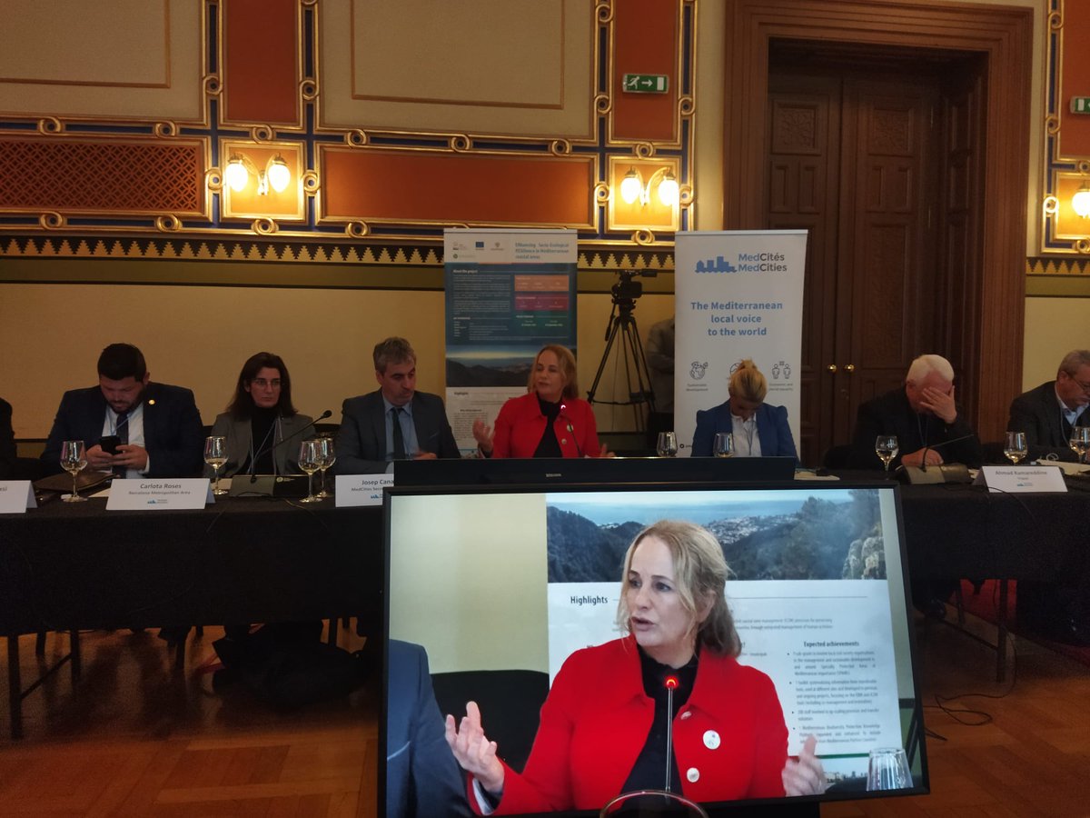 ENSERES_Med's tweet photo. The results achieved in the #ENSERES project were featured in its last capitalisation event during @MedCities' annual seminar about ecosystem based approaches in #Mediterranean cities. 
It was a pleasure discussing the outcomes and hearing from local experiences. 
@ENICBCMed https://t.co/1bVapniYUY