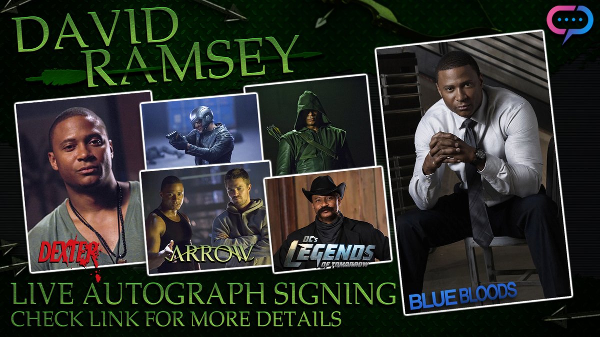 StreamilyLive's tweet photo. The talented David Ramsey is Signing Autographs LIVE on December 16th!! @david_ramsey
Known for their iconic role as John Diggle in #Arrow, Bass Reeves in #DcLegendsofTomorrow and Anthon Briggs in #Dexter
Check the link for more info- https://t.co/CRqTMkYJl7 https://t.co/jAMSveHgaw
