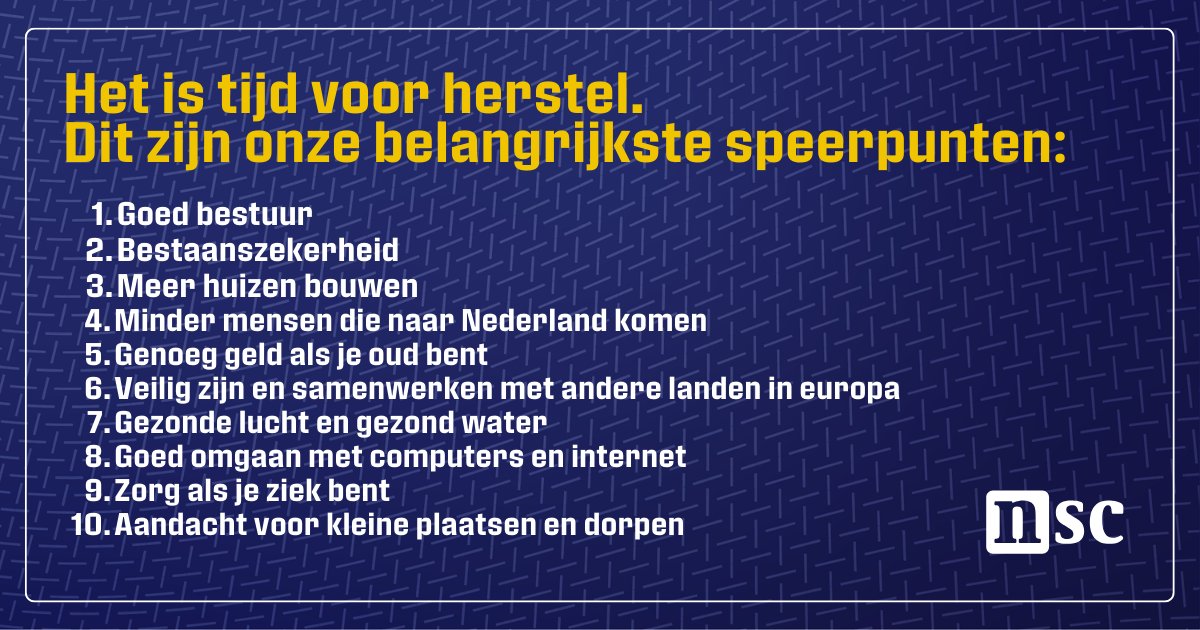 NwSocContract's tweet photo. Nog niet gestemd? Hieronder 10 redenen om vandaag te kiezen voor Nieuw Sociaal Contract, lijst 19.

Lees meer over onze speerpunten:
https://t.co/PDkWRtKFhw https://t.co/UTs5Gjw53l
