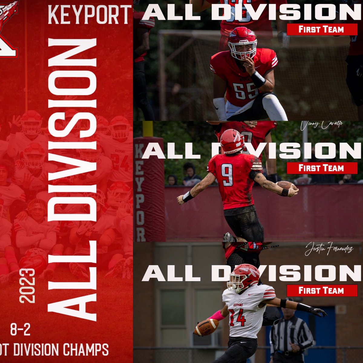 FBKeyport's tweet photo. Congrats to Keyport Players Named First Team All-Division Defense! 
- Vinny Cavallo LB
- Fernando Greiss DL
- Justin Fernandez Util https://t.co/GQ7OSEF6Bw