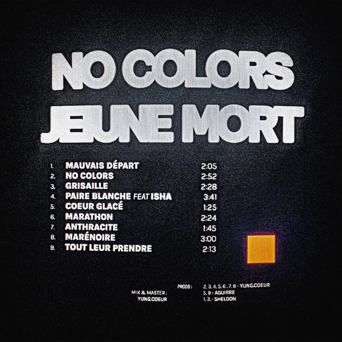 𝐍𝐎 𝐂𝐎𝐋𝐎𝐑𝐒
Nouvel EP le 01.12.23

🔸9 Titres
🔸Feat Isha
🔸Produit par <a href="/Sheldon75e/">Sheldon || SEUL(S) EP DISPO</a> Yung Coeur Aguirre 
🔸Arrangements: <a href="/epekzeuta/">Epektase</a> <a href="/Vidji_Stratega/">Vidji Désinvolte</a> Minghus
🔸Cover: <a href="/Tenzin_____/">Tenzin SHEN</a> 

Prochain extrait bientôt ☠️