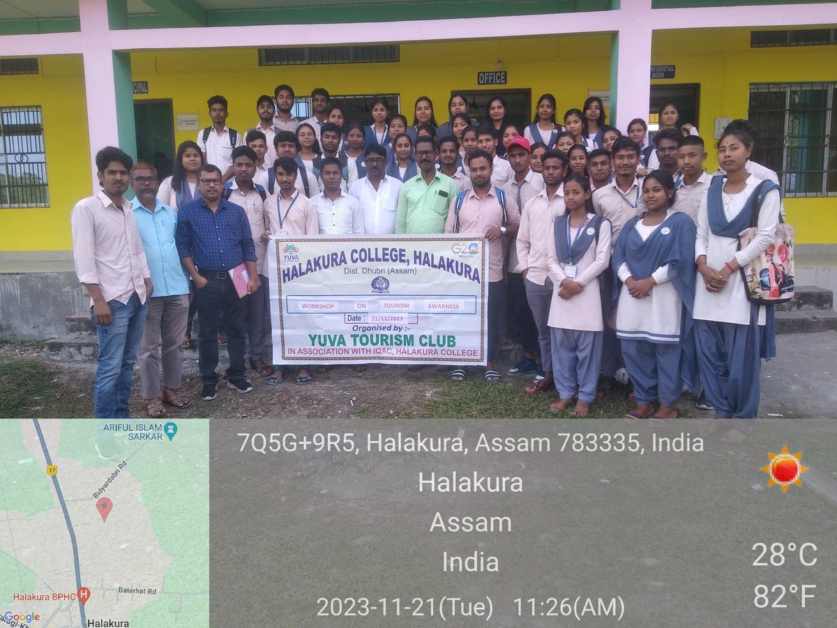 nsshalakaura's tweet photo. Awareness Programme on Tourism Possibilities Organised by Yuba Tourism Club, Halakura College, Dhubri Assam on 21 November,2023 in Association with IQAC &amp; NSS UNIT of the College. https://t.co/ZxbJUQHuEl