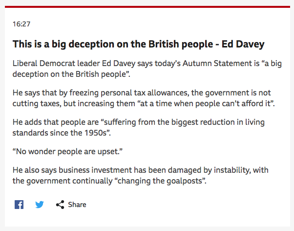 I'd have said the same - <a href="/EdwardJDavey/">Ed Davey</a> points out the smoke and mirros in cutting NI but allowing fiscal drag with Income Tax thresholds. We're going round in circles with a lame duck Government #AutumnStatement