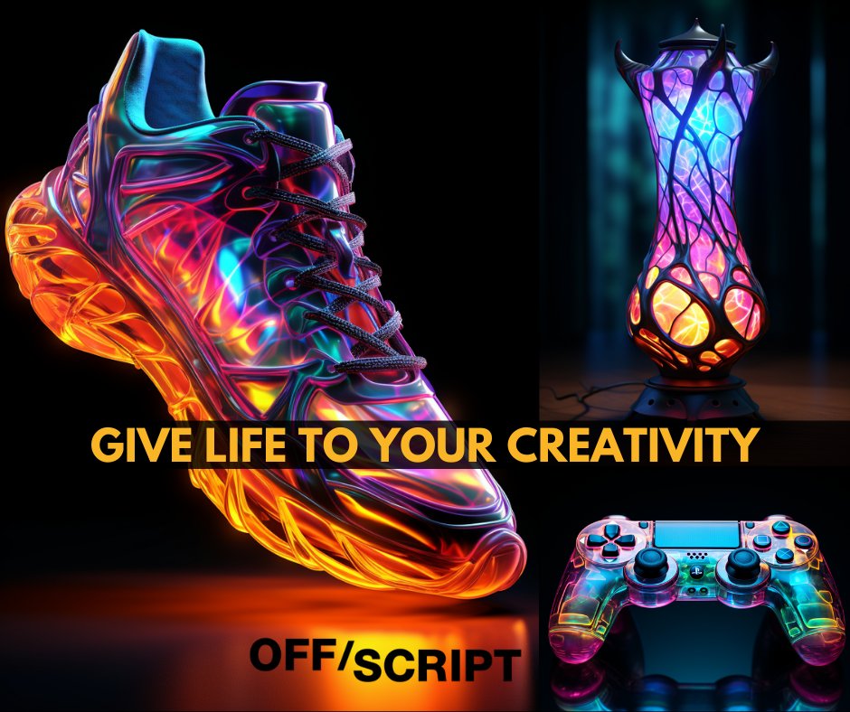 techhalla's tweet image. Got a genius AI-crafted design but hitting a wall making it real?

Share it on Off/Script, spark the hype, and cash in when it&apos;s a hit. 🔥💸

Here’s the scoop on kickstarting your journey (and a slick MidJourney prompt to boot) 👇

#DesignRevolution #PromptShare #AIArtCommunity