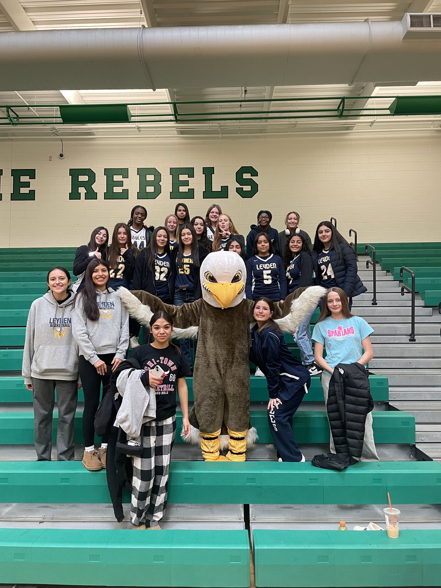 anna_tomillo's tweet photo. JV + Freshmen came to support our Varsity in the championship game. Eagle is also in attendance!
#leydenpride https://t.co/XDBGbqKUAl