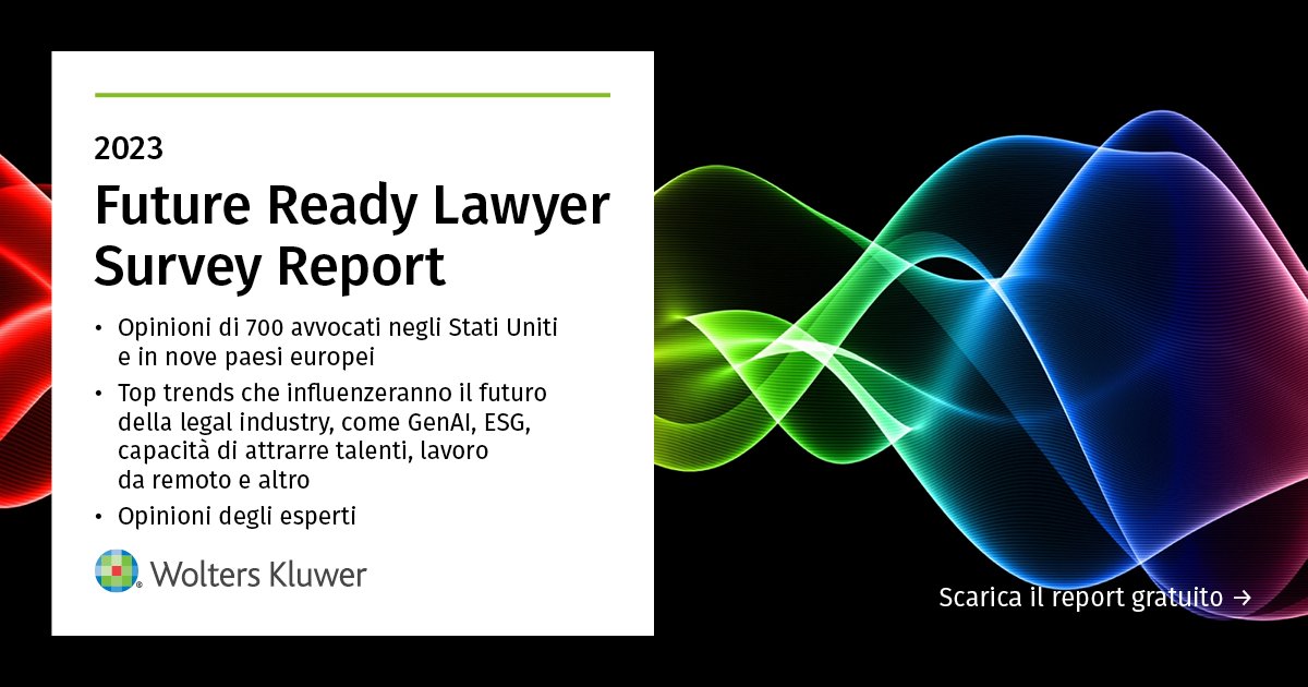 Quali sono i nuovi #trend del settore legale? Scoprili nella Ricerca #WoltersKluwer Future Ready Lawyer 2023.

Scopri di più👇
wolterskluwer.com/it-it/know/fut…

#LegalTech #LegalTrends #FutureReadyLawyer