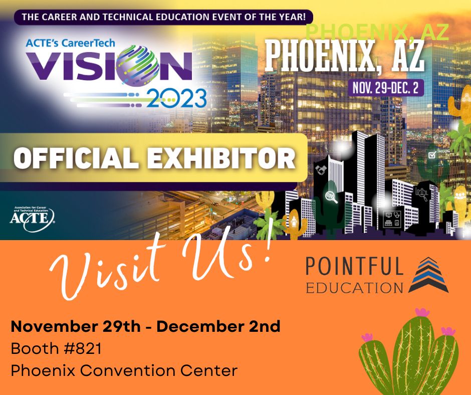 Are you headed to Pheonix (AZ) next week for #ACTE Vision 2023?  Visit us at booth 821 to learn about our #CTE Courseware and #Certificationprep!