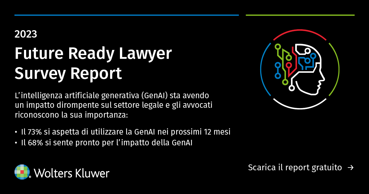 Il settore legale si sta adattando al cambiamento abbracciando innovazioni epocali, come l'Intelligenza Artificiale Generativa. Nella ricerca #WoltersKluwer #FutureReadyLawyer 2023 trovi tutto sui #trend del settore.

Scarica la ricerca completa👇

wolterskluwer.com/it-it/know/fut…
