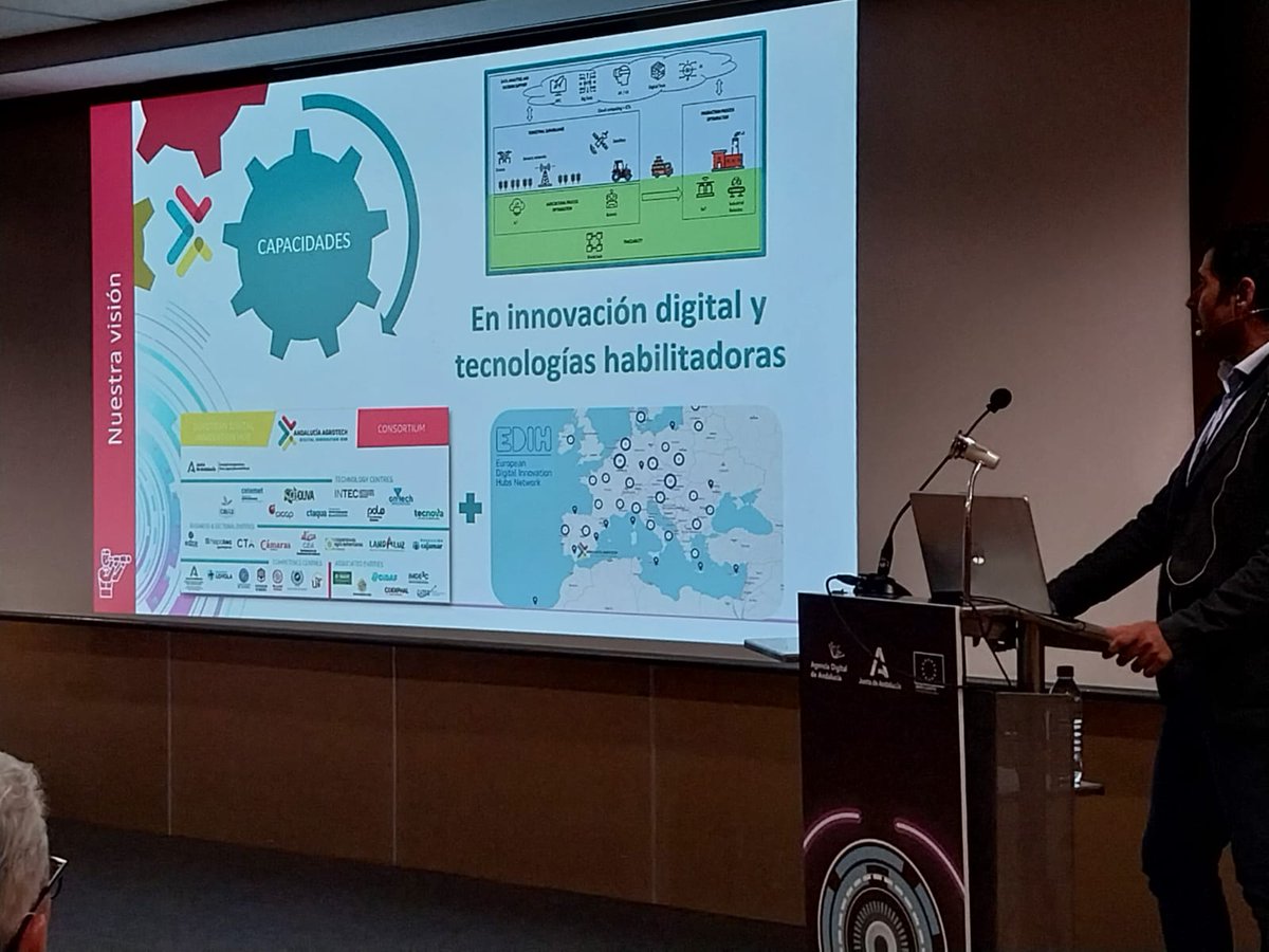 Nuestro compañero Fernando Morillo presenta Andalucía Agrotech #EDIH en el I Congreso de Inteligencia Artificial en Andalucía celebrado en #Granada 

Desde nuestro ecosistema digital de innovación ofrecemos soluciones a los retos del sector #agroalimentario basadas en #IA