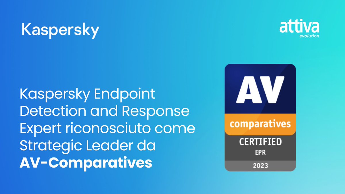 Nuovo successo per il Vendor @Kaspersky!   Kaspersky Endpoint Detection and Response Expert ha ottenuto per il secondo anno consecutivo la massima valutazione di “Strategic Leader” nel test Endpoint Prevention and Response (EPR) di AV-Comparatives.  shorturl.at/hpr45