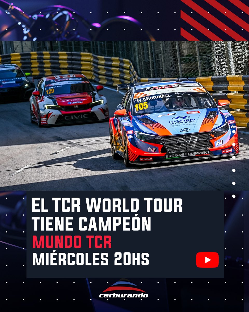 CarburandoTV's tweet photo. 📺🔥 ¡Esta noche llega un nuevo episodio de #MundoTCR!
Desde las 20hs, por YouTube, repasamos todo lo que dejó la visita del #TCRWorldTour a Macau, dónde se coronó un nuevo campeón.
👉 https://t.co/0LrwRtn7nF https://t.co/RTmbqZXoLs