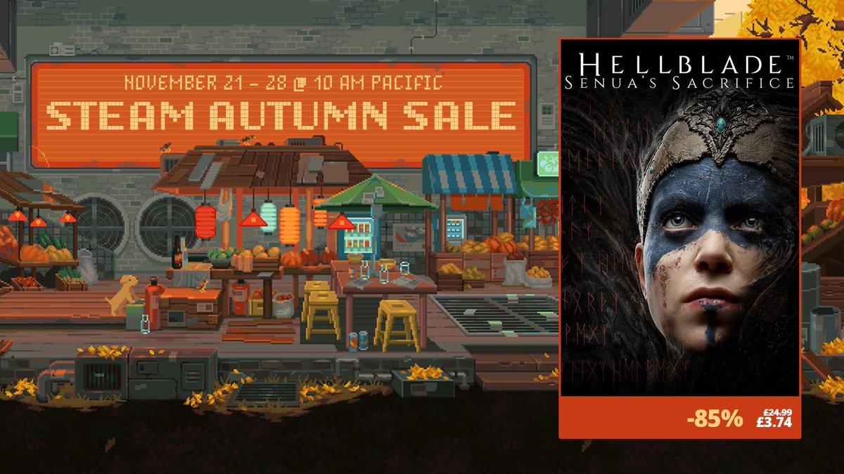 Journey into the myth and madness of Viking Hell with 85% off Hellblade: Senua's Sacrifice in the Steam Autumn Sale. Offer ends 28 November. store.steampowered.com/app/414340/Hel…