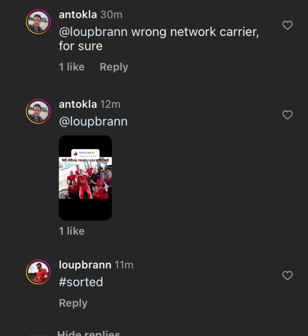 frederikvesti's tweet photo. Ollie and Fred’s engineers in Fred’s comments are acc so funny NOT THE PHOTOSHOP 😭😭😭 https://t.co/LEmhJ7kAYt
