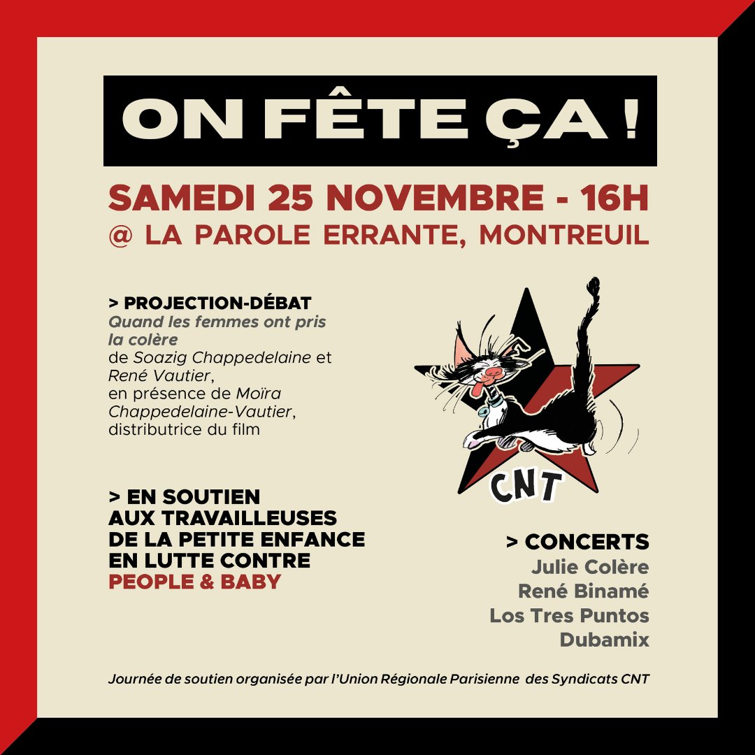 Nous avons gagné en cassation contre #PeopleAndBaby ! On fête ça samedi à la Parole Errante ! <a href="/syndicatCNT_F/">CNT-F Confédération Nationale du Travail</a>