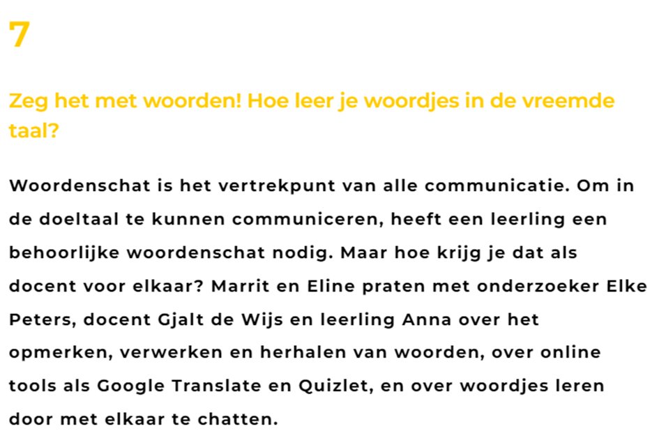 Een podcast over woordenschatverwerving in een vreemde taal! Dank je wel <a href="/MvdGuchte/">Marrit van de Guchte</a> &amp; @ElinevBatenburg om met mij in gesprek te gaan over dit boeiende thema. 
Hier te beluisteren 👇
taalgewoondoen.nl/podcast/