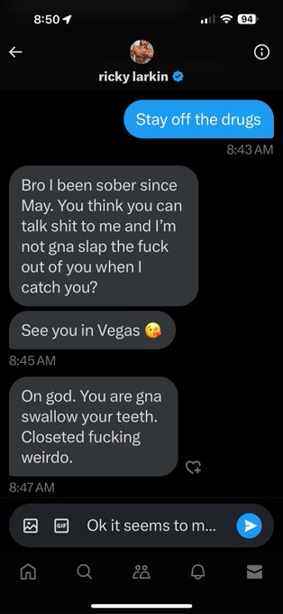 Having @pornbodyog dm you out of the blue with accusations and threats is an odd way to wake up.  Time<a class="tags" href="/tag/pornbodyog">@pornbodyog</a>