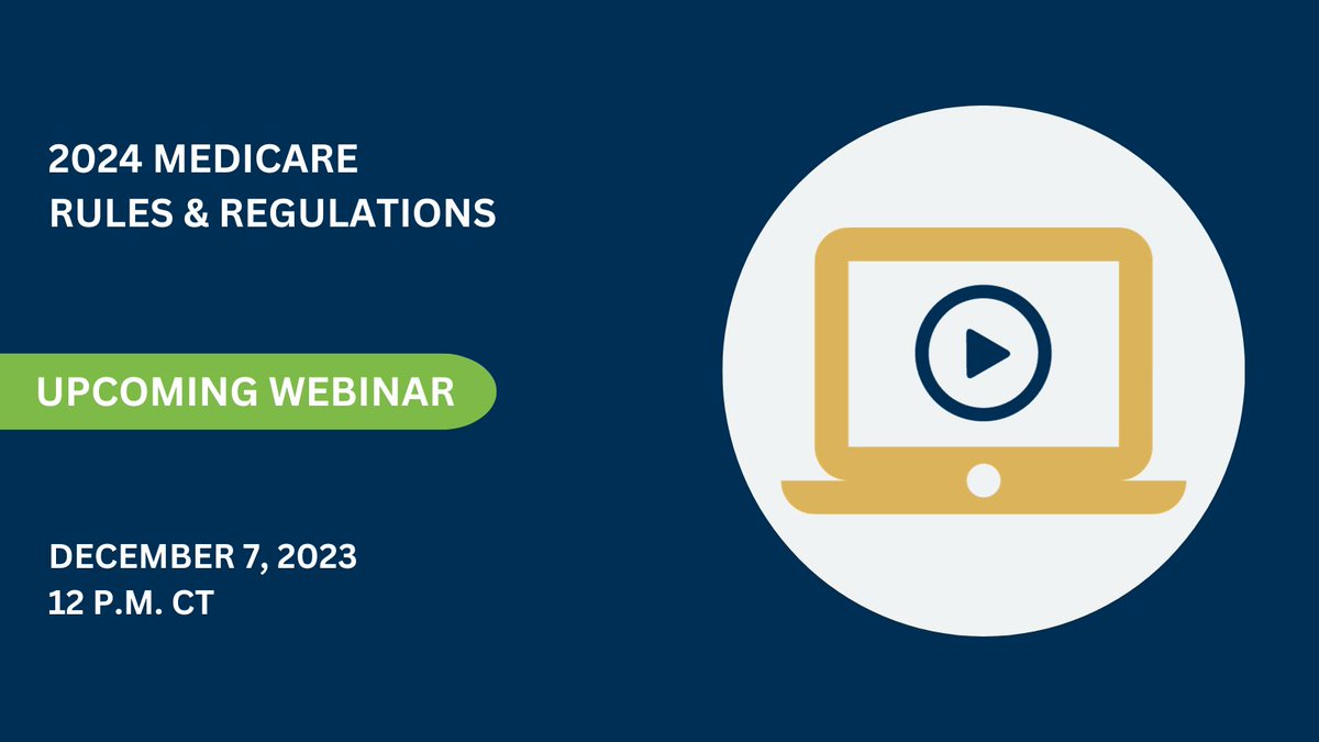 Have you registered for our 2024 Medicare Rules & Regulations webinar yet? Don't delay, register today and join us December 7 to learn about clarifications to the current billing and coding process and regulatory changes taking place in the new year. buff.ly/3txXSqV