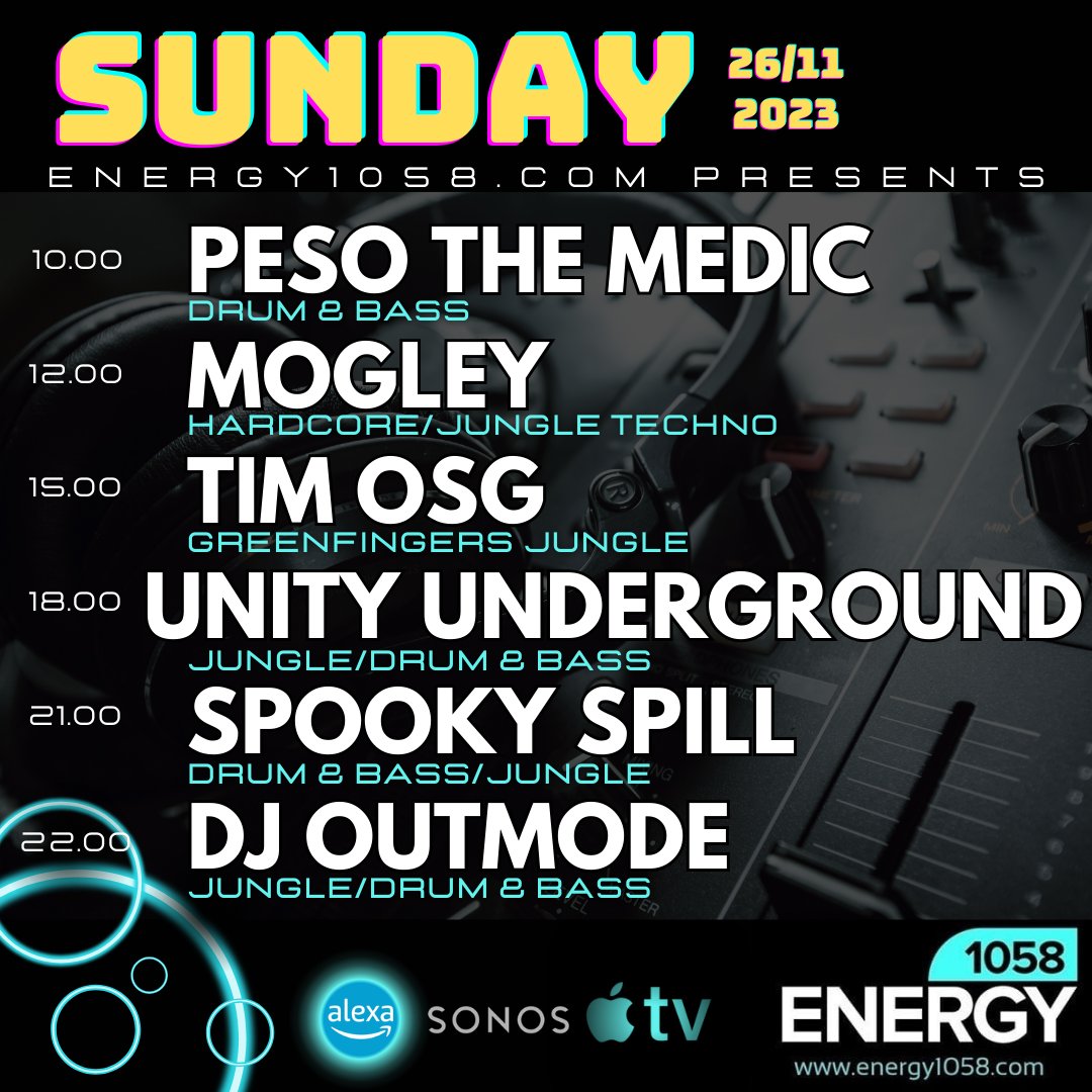 This weekend on energy1058.com 
23rd - 26th November
tune in &amp; join in!