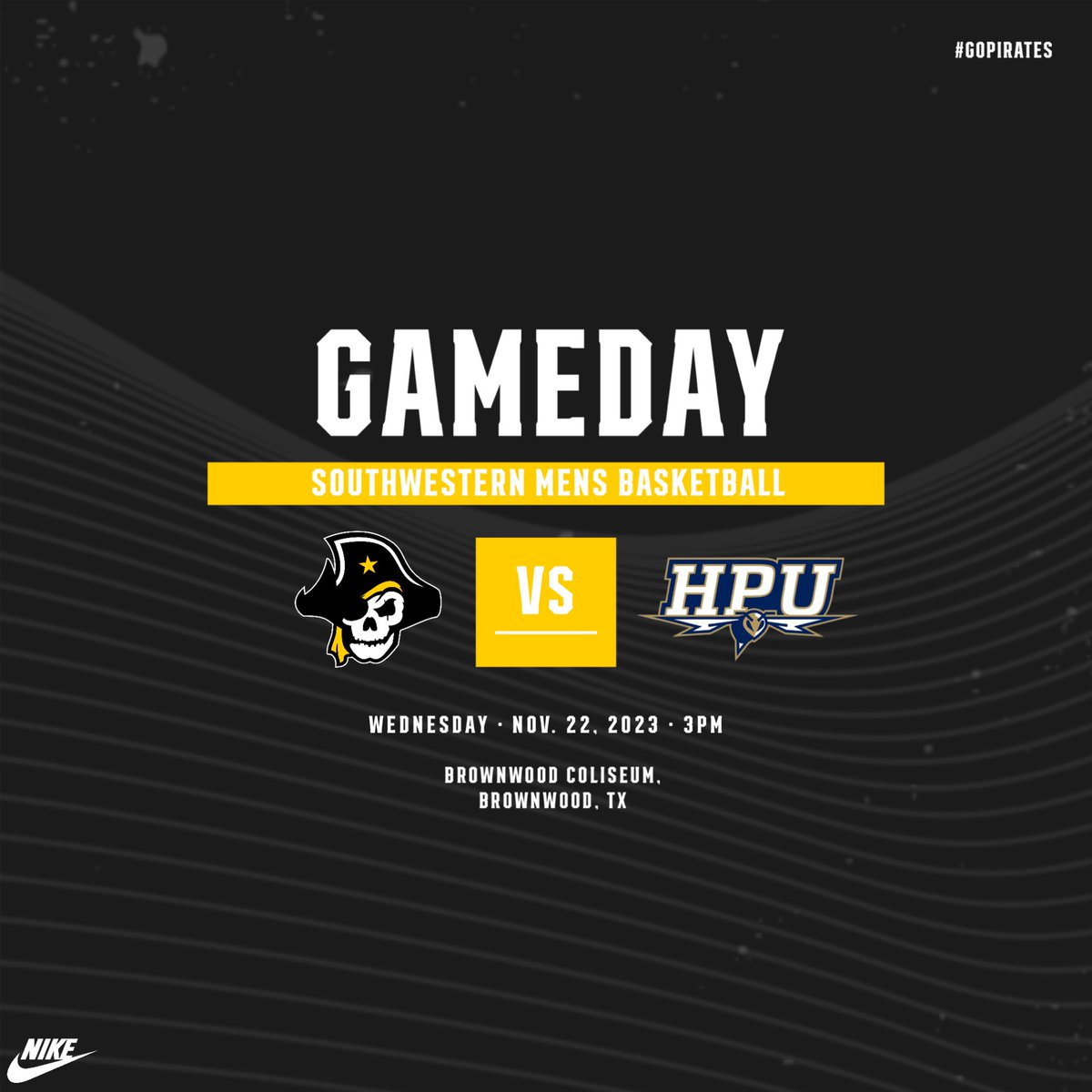 GAMEDAY!! We tip off at 3pm today in Brownwood as we take on Howard Payne! #GoPirates🏴‍☠️🏴‍☠️