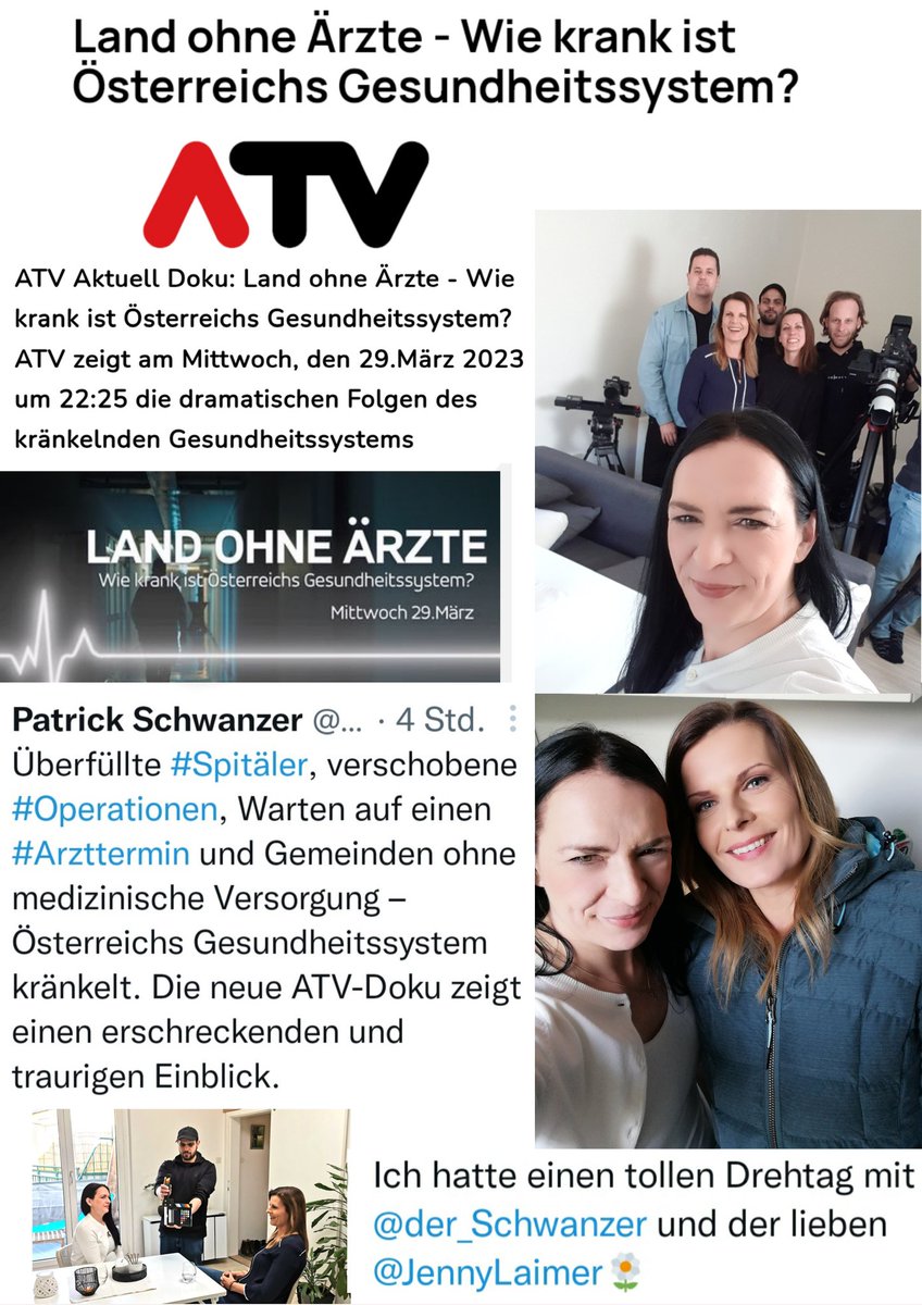 Tasha75811006's tweet photo. Kleiner Video Ausschnitt.
ATV PULS4 Dokumentation - 
🇦🇹Land ohne Ärzte.
Vom 29.März 2023
#atv @ATV #puls4 @puls4 @puls24news von Herr @der_Schwanzer mit seinem  tollen Team und der zauberhaften Journalisten Frau @JennyLaimer ⚘. https://t.co/z2hx8fafwZ