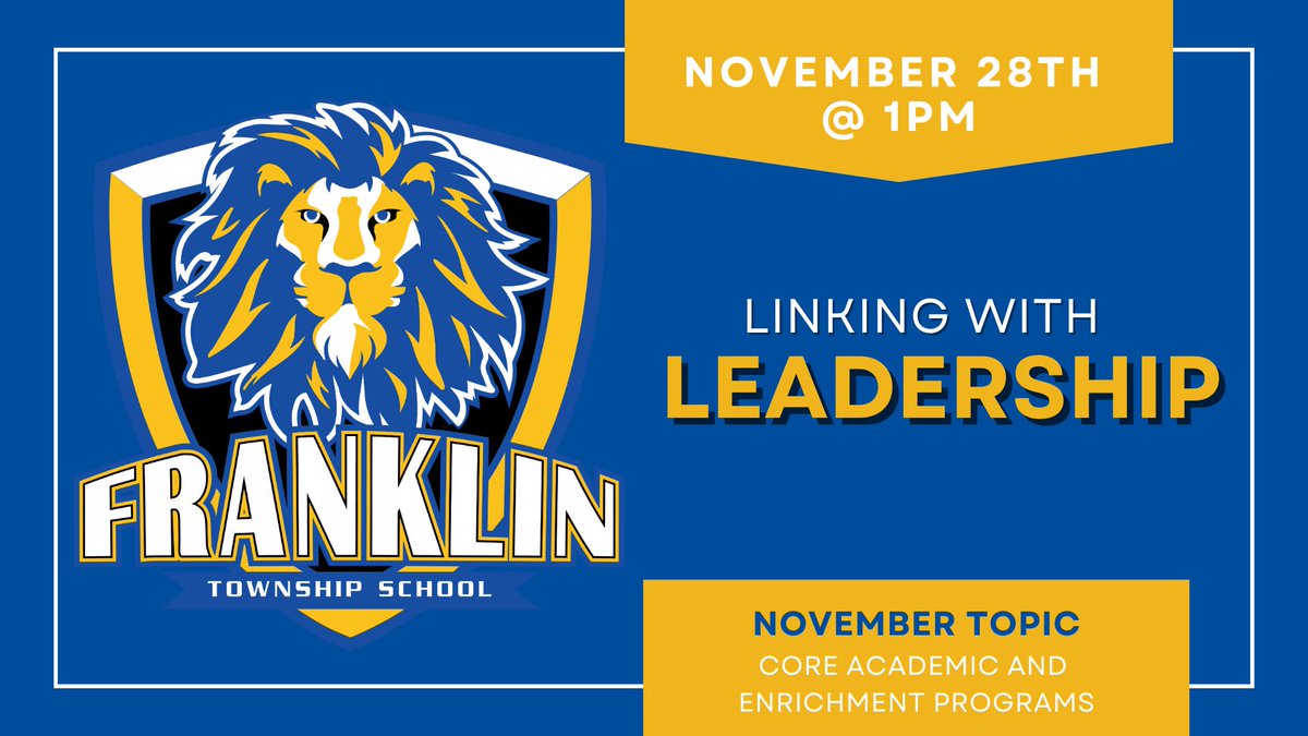 Next week, join us for our first Linking with Leadership program Nov. 28 @ 1PM, with the topic of Core Academic and Enrichment Programs. More details shared via email to our school community.