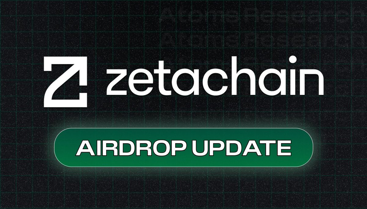 🟩 Zetachain Airdrop update 🟩

📥 New interactions available(2):

$ZETA token confirmed Mainnet scheduled on Q1 2024 (almost here)

How to interact 👇