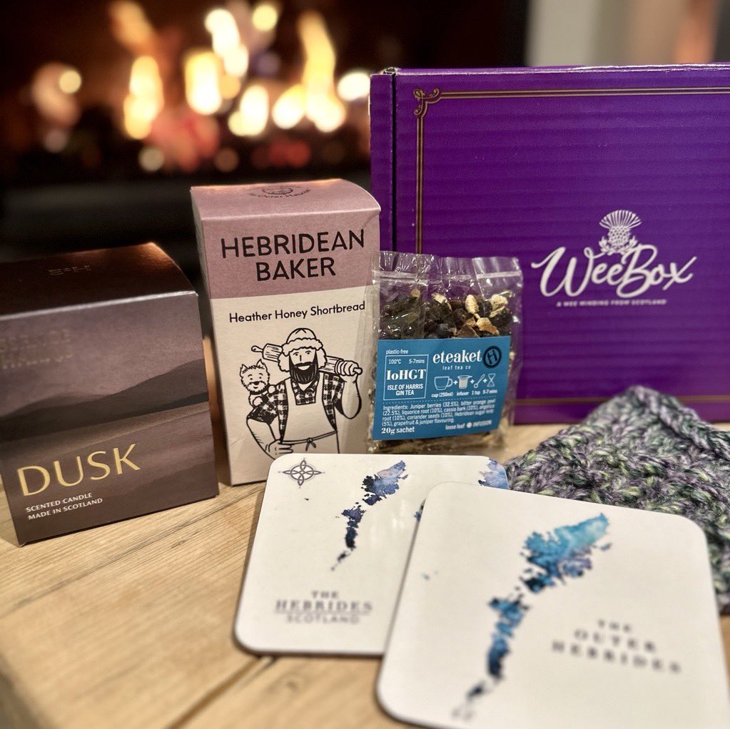 We were delighted to team up with @insideWeeBox for The Hearach launch weekend to curate special welcome gifts. A Hebridean taster for our guests arriving at their accommodation. Packed with products from local businesses in the Outer Hebrides, perfect! Thank you WeeBox!✨