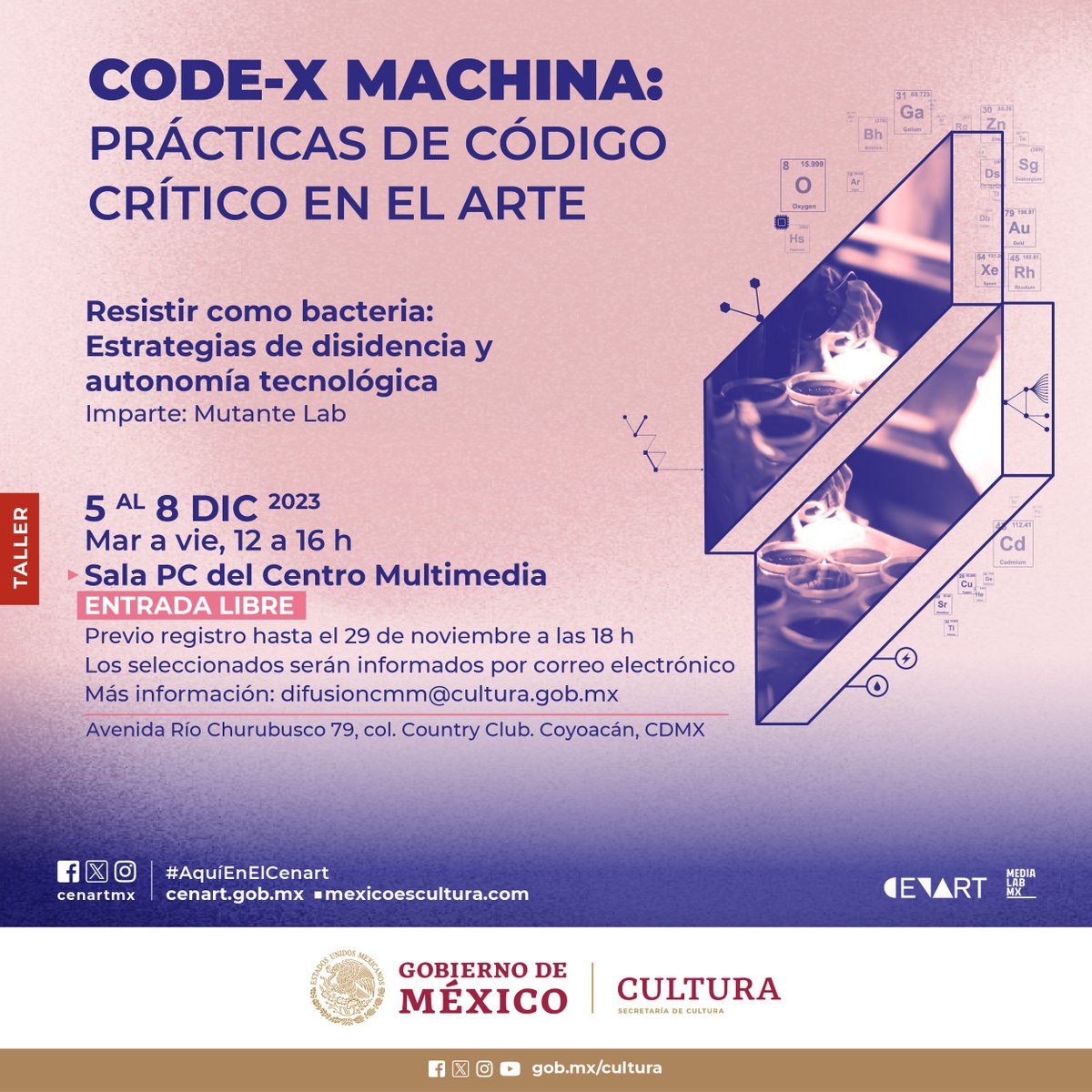 🧫 Mutante (Colombia) es un laboratorio de artes y ciencias de la vida. Su trabajo creativo explora nuevas comprensiones de lo vivo y de las tecnologías desde lo indisciplinado, abierto, colaborativo y comunitario.

💥Registro: forms.gle/dTEmt5qZ4MBWrk…

<a href="/medialabMx/">MediaLabMx</a>