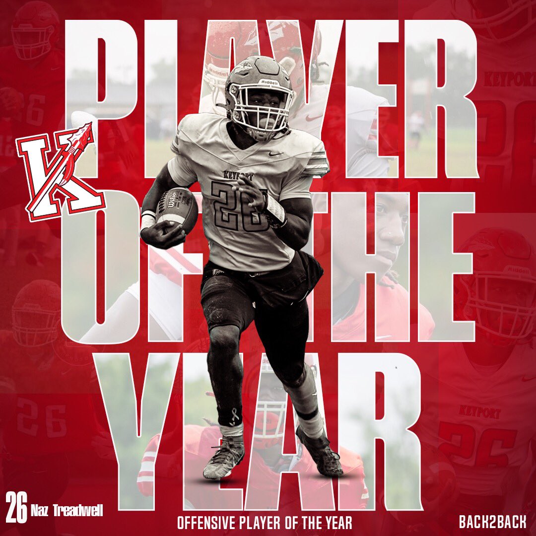 FBKeyport's tweet photo. Congrats to Nazir Treadwell on being named the (BACK TO BACK) Patriot Division Offensive Player of the Year! https://t.co/E2OZ8ugILp