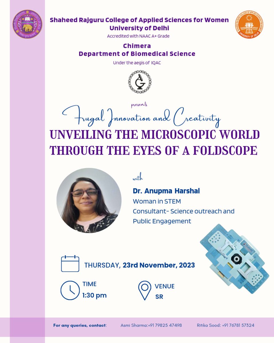 dranuharshal's tweet photo. Foldscope comes to @SrcaswD  @UnivofDelhi #Delhi  thanks Dr.Manisha for this invite excited to initiate #students into the  #microscopy world #AMR #women #Awareness #frugalscience #handson #STEM #science #OUTREACH #education #knowurfoe #engagement @biopatrika @mygovindia #travel https://t.co/oHo6W6k0cr