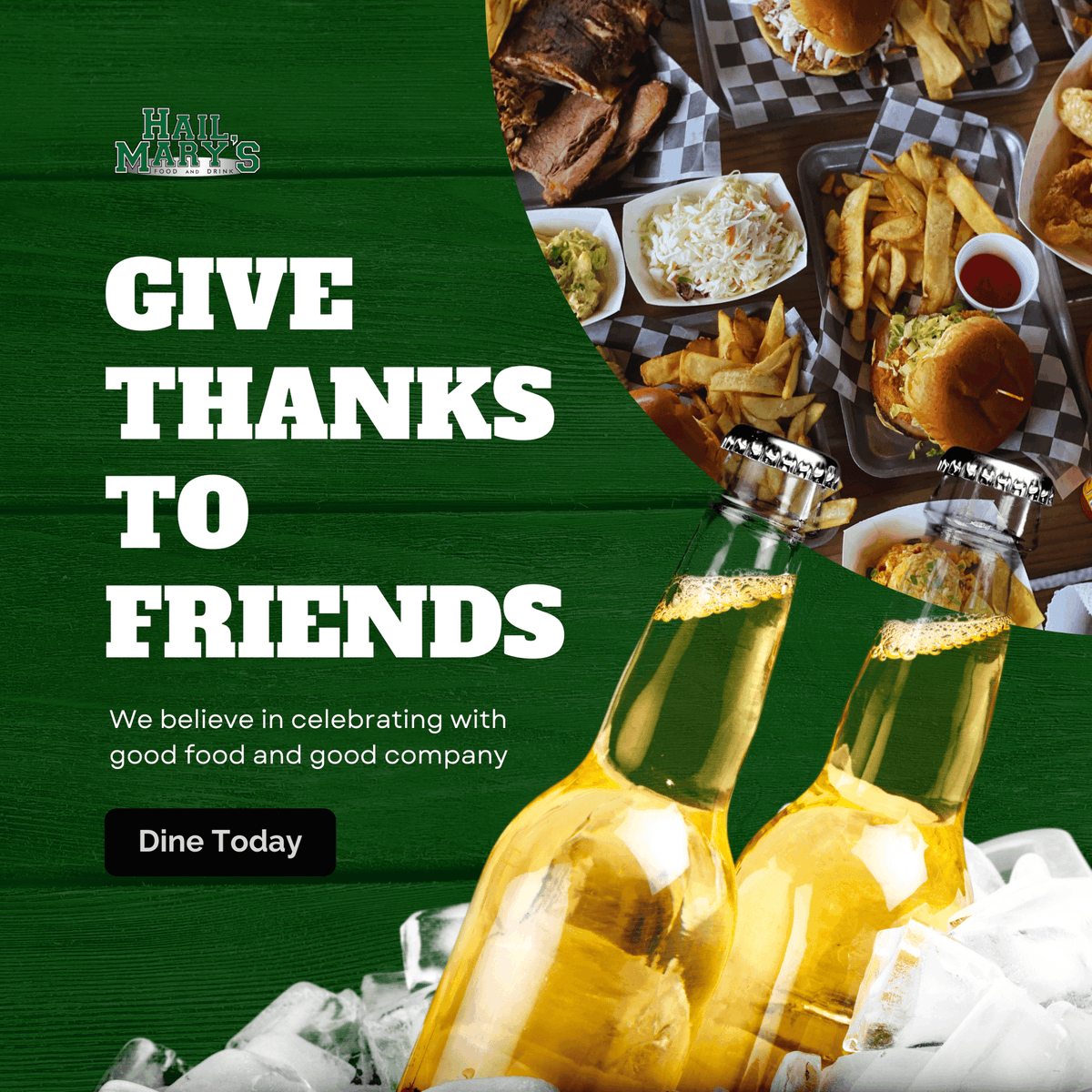 HailMarys2's tweet photo. As Thanksgiving approaches, it's time to appreciate the finer things in life!

🦃 One of those is the joy of sharing a meal with friends. 

So, raise a bottle of our finest beer, dig into our quality dishes, and give thanks for friendships that make life worth savoring. https://t.co/4Xw6uOKBZJ