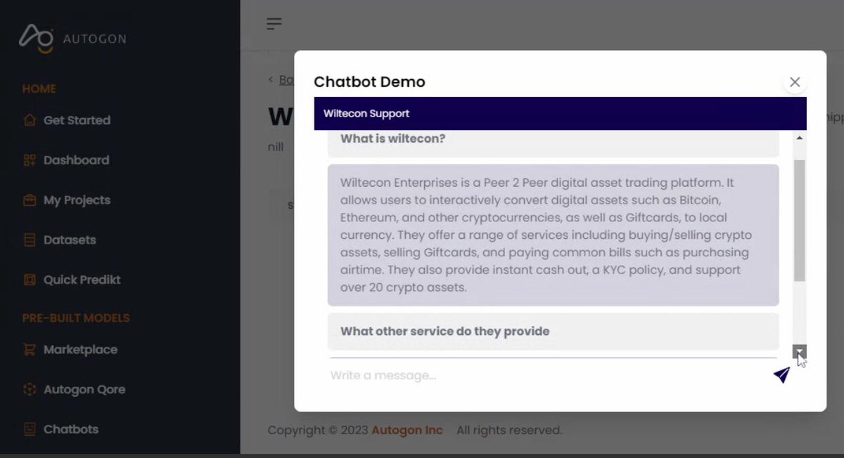 wnometa's tweet image. 🚀 Just put my custom chatbot for WILTECON @wiltecon to the test with @Autogon_AI ! It&apos;s next-level awesome! 😎 #Chatbot #AI