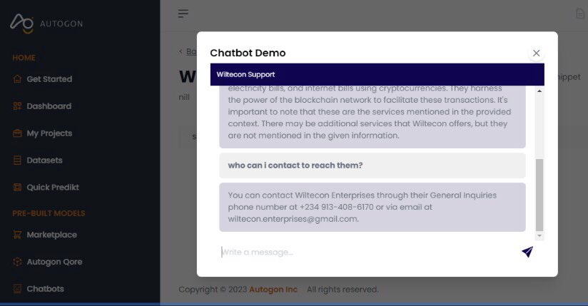 wnometa's tweet image. 🚀 Just put my custom chatbot for WILTECON @wiltecon to the test with @Autogon_AI ! It&apos;s next-level awesome! 😎 #Chatbot #AI