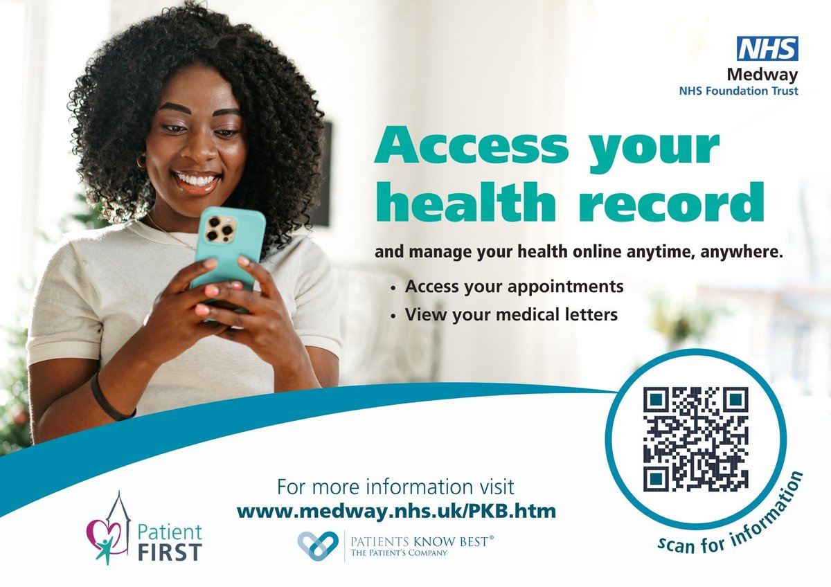 Patients Know Best, the Trust’s online patient engagement portal providing patients with access to their personal health information, is available to people in #Medway.  

Coming soon will be the ability to view your appointment letters.  

medway.nhs.uk/services/patie…
<a href="/patientsco/">Patients Know Best</a>