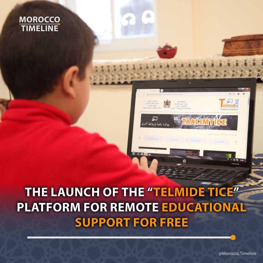 MoroccoTimeline's tweet photo. 🇲🇦 The Ministry of National Education, Primary Education and Sports launched “remote” 💻 digital educational support, free of charge, for students via the national platform “TelmidTICE” and the associated mobile application.

#Morocco #Education #digital https://t.co/6PQEfK8VJf