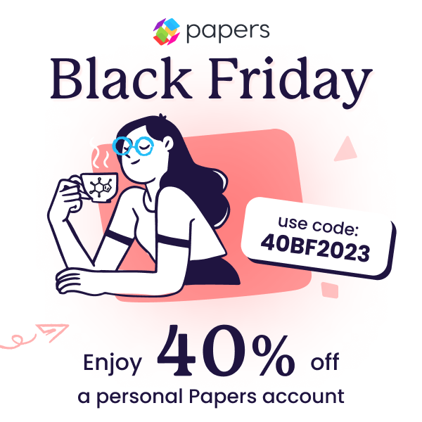 papersai_'s tweet photo. ☕️Charge up your research process with 40% off a personal Papers account with code 40BF2023. #BlackFriday

https://t.co/7cYMHxG87n https://t.co/UlJFd2Spzi