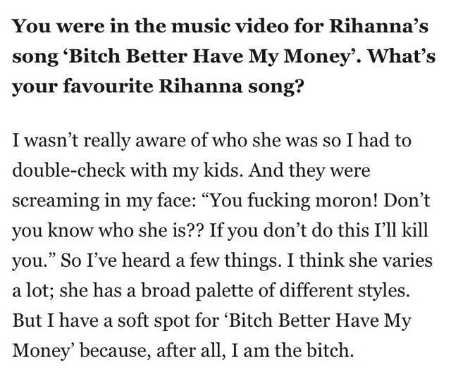 in honor of his birthday let's remember what mads mikkelsen said about appearing in the music video for "bitch better have my money"