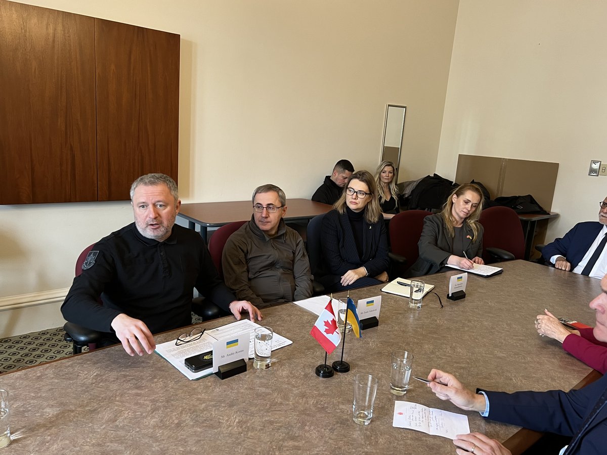 AndriyKostinUa's tweet photo. Pleased to meet Chair @SenBoehm, Vice Chair Peter Harder, and the distinguished members of the Standing Committee of Foreign Affairs and International Trade and express my gratitude to @SenateCA and the people of Canada for their unwavering support and solidarity with Ukraine.

We greatly appreciate the strong pro-Ukrainian stance of the 🇨🇦 Parliament, which recognized Russia's military actions in Ukraine as genocide, condemned the pseudo-referendums in the temporarily occupied territories, and adopted the resolution urging the Canadian government to classify the Wagner Group as a terrorist organization.

Canada is also pioneering efforts in enforcing sanctions and confiscating Russian assets related to funding the aggression. We hope that the adoption of bill S-278, amending the Special Economic Measures Act (SEMA), will help to seize the assets of those involved in international crimes and redirect them to those whose lives have been shattered by the war.

We are also continuing and expanding our cooperation to ensure the return of Ukrainian children forcibly deported by Russia and civilians illegally detained by the aggressor.

I believe that together, we will #StopRussia and ensure accountability for its crimes, which will be a solid building block for our shared peaceful future.