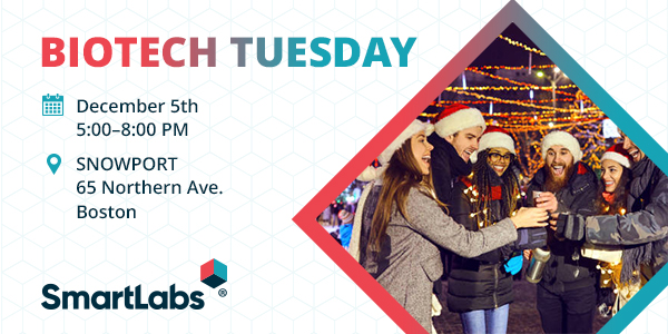 JoinSmartLabs's tweet image. SmartLabs is sponsoring BiotechTuesday! on December 5th at Snowport in the heart of the Boston Seaport district. Join us for an evening of networking with Biotech and Life Sciences professionals from 5pm to 8pm. Register: hubs.ly/Q029MXzZ0