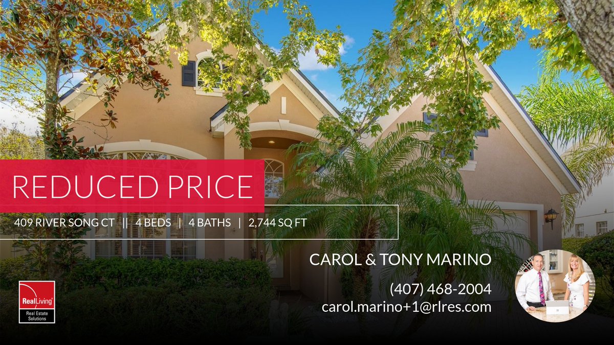 CarolandTonyCRR's tweet photo. 📍 Reduced Price 📍 This recently reduced home at 409 River Song Ct in Orlando won't last long, so, don't wait to set up a showing! Reach out here or at (407) 468-2004 for more information!

Carol &amp; Tony Marino
Broker/Owner
Real Li... https://t.co/ukvcQqF8UF https://t.co/McFI819LDr