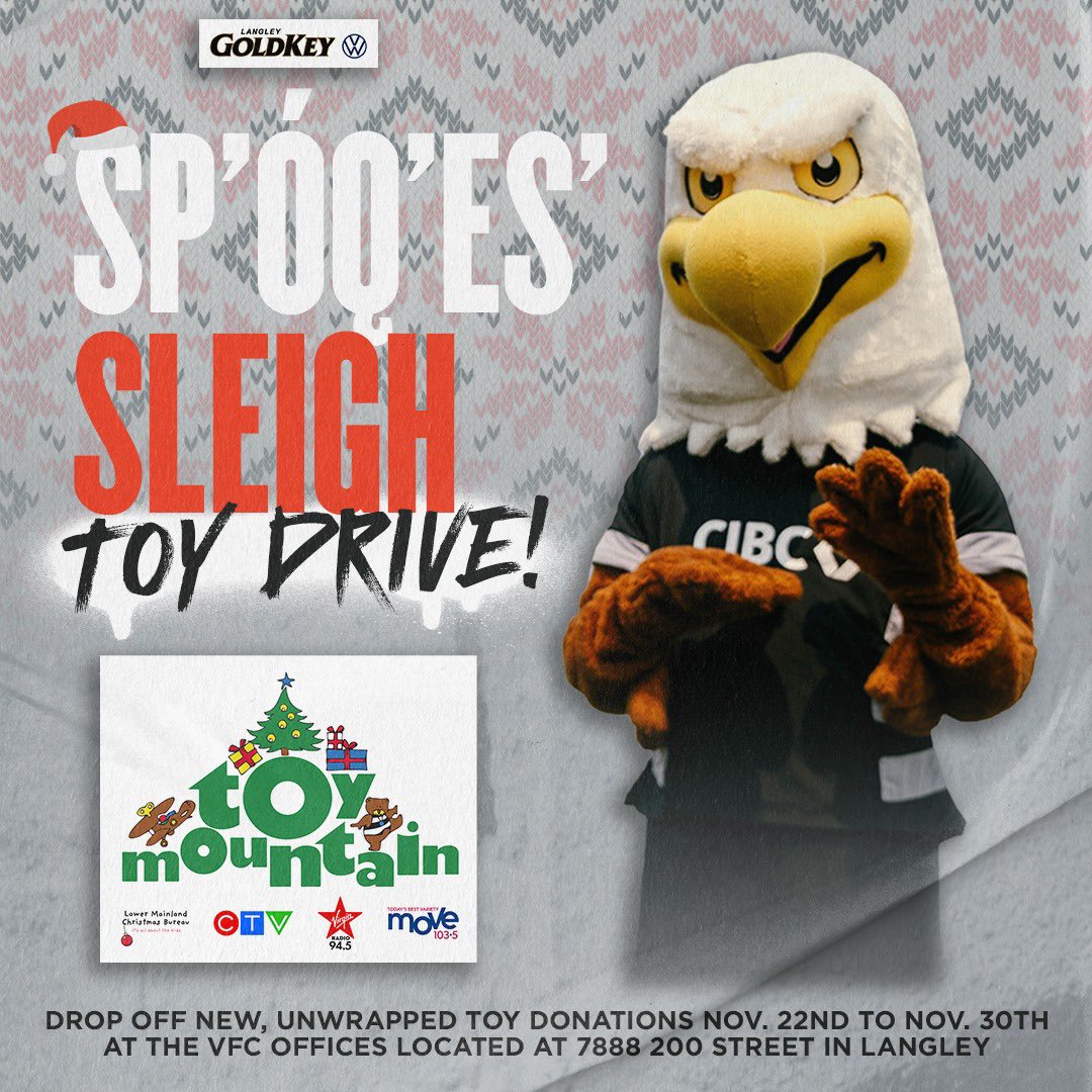 Vancouver FC (@vanfootballclub) on Twitter photo Fill Sp’óq’es’ Sleigh to the roof!
Donate unwrapped gifts until Nov. 30 from 9-5pm at Vancouver FC’s office located near Gate 4 of the <a href="/LangleyEvents/">Langley Events Centre</a> !
All donations to will directly benefit the Lower Mainland Christmas Bureau 🎁
#VancouverFC | #CanPL Fill Sp’óq’es’ Sleigh to the roof!
Donate unwrapped gifts until Nov. 30 from 9-5pm at Vancouver FC’s office located near Gate 4 of the <a href="/LangleyEvents/">Langley Events Centre</a> !
All donations to will directly benefit the Lower Mainland Christmas Bureau 🎁
#VancouverFC | #CanPL