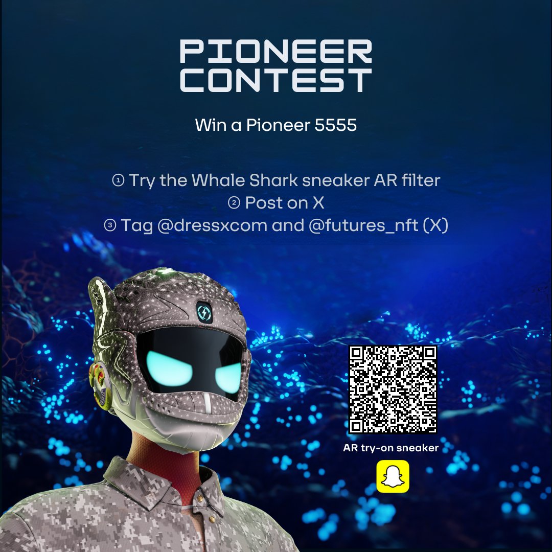 Futures Factory (@futures_nft) on Twitter photo Weβre offering you a chance to be a part of the <a href="/pioneers5555/">Awakener of Pioneers</a> community!
Try the Whale Shark AR filter and share with us a fit pic or video to participate to the raffle. Donβt forget to mention us on X or IG (story).
One Footsoldier Pioneer is at stake and weβll announce the Weβre offering you a chance to be a part of the <a href="/pioneers5555/">Awakener of Pioneers</a> community!
Try the Whale Shark AR filter and share with us a fit pic or video to participate to the raffle. Donβt forget to mention us on X or IG (story).
One Footsoldier Pioneer is at stake and weβll announce the
